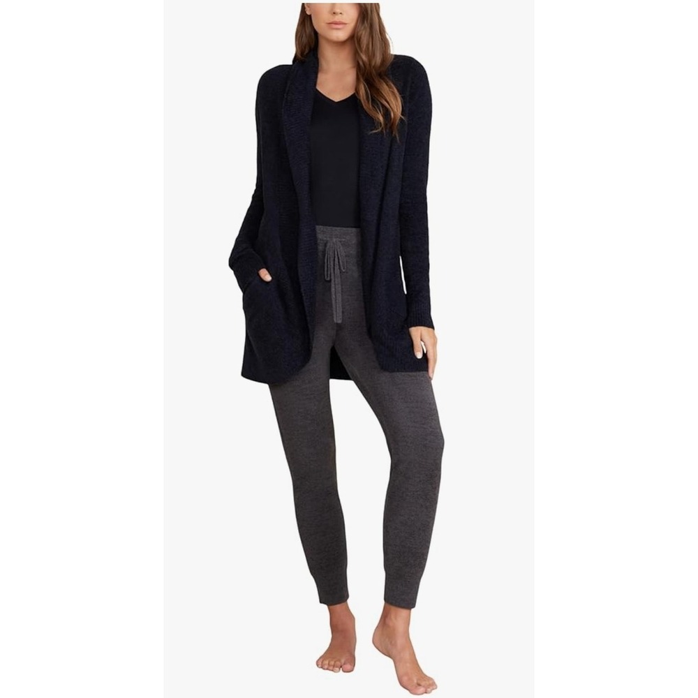 Barefoot Dreams Black CozyChic UltraLite Shawl Collar Cardigan Women's MEDIUM
